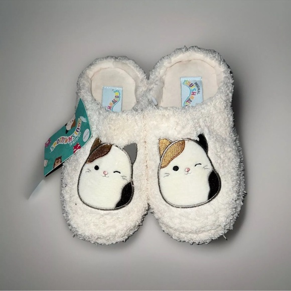 Original Squishmallows Kids Size Youth 11-12 Slippers Ivory Tabby Cat - Picture 3 of 5